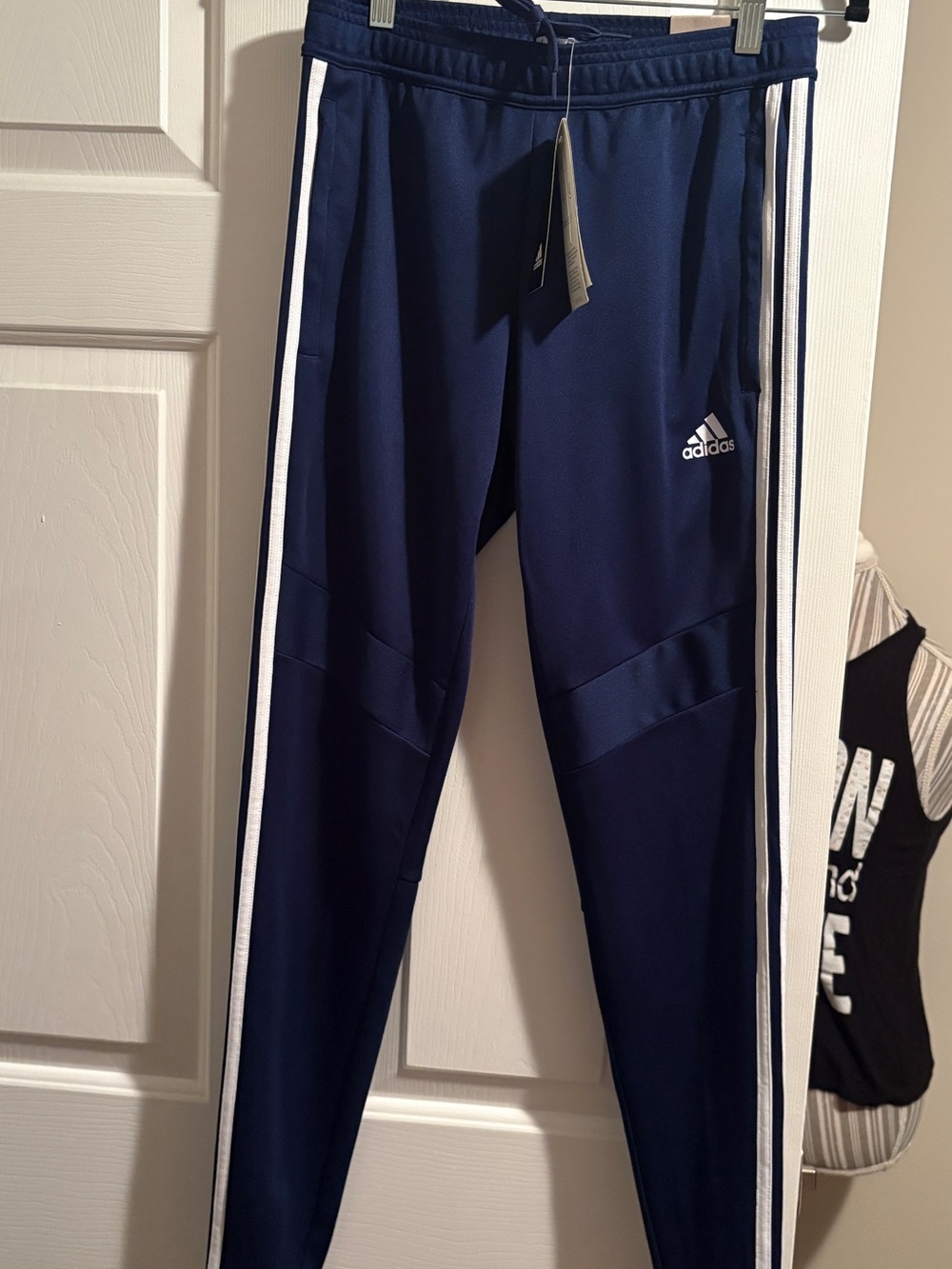 adidas Navy Track Pants with White Three-Stripes